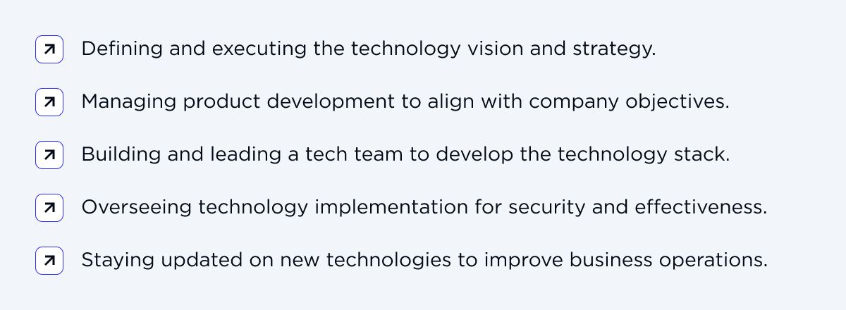A CTO's role responsibilities list