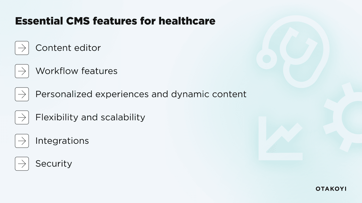 CMS features for healthcare