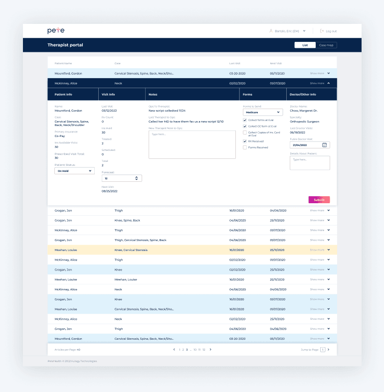 therapist portal design