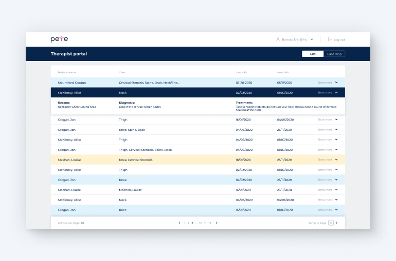 Therapist portal example